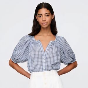 Gap × DÔEN Gingham Top, Light Blue Check, Size XS, NWT